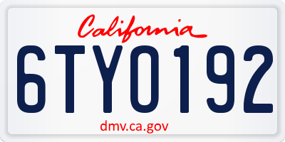 CA license plate 6TYO192