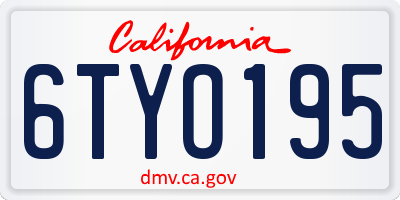 CA license plate 6TYO195