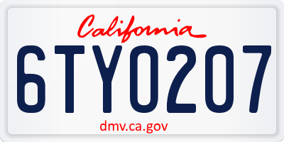 CA license plate 6TYO207