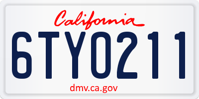 CA license plate 6TYO211