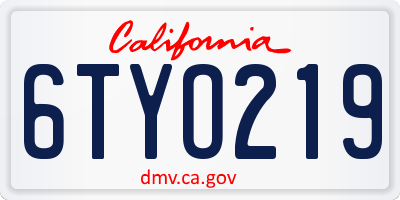 CA license plate 6TYO219