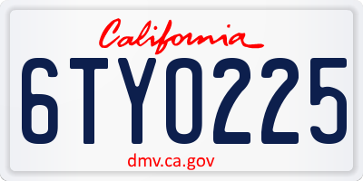 CA license plate 6TYO225