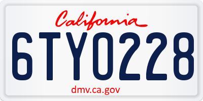 CA license plate 6TYO228