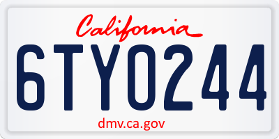 CA license plate 6TYO244