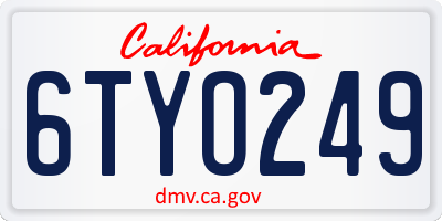 CA license plate 6TYO249