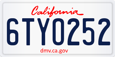 CA license plate 6TYO252