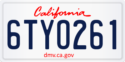 CA license plate 6TYO261