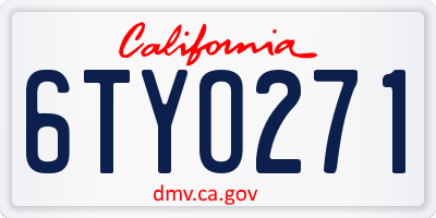 CA license plate 6TYO271