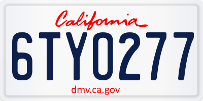 CA license plate 6TYO277