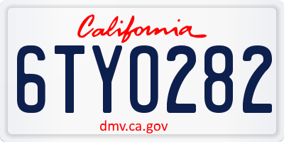 CA license plate 6TYO282