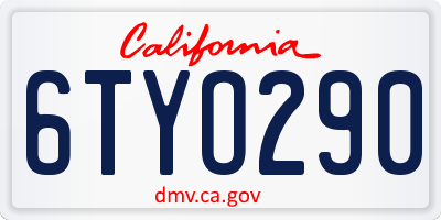 CA license plate 6TYO290
