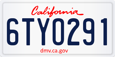 CA license plate 6TYO291