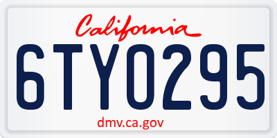 CA license plate 6TYO295