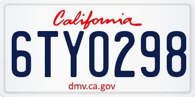 CA license plate 6TYO298