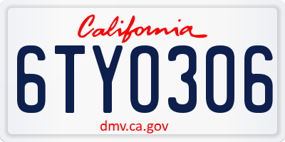 CA license plate 6TYO306