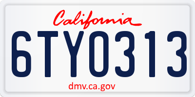CA license plate 6TYO313