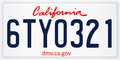 CA license plate 6TYO321