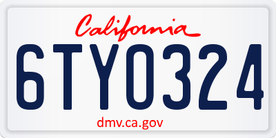 CA license plate 6TYO324
