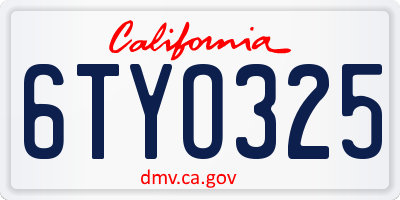 CA license plate 6TYO325