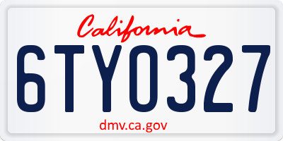 CA license plate 6TYO327