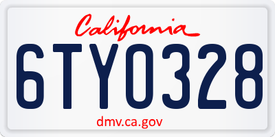 CA license plate 6TYO328