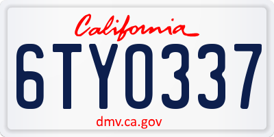 CA license plate 6TYO337