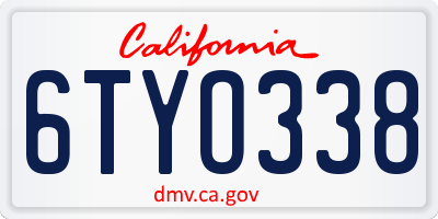 CA license plate 6TYO338