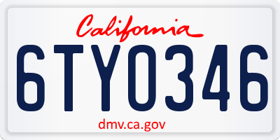 CA license plate 6TYO346