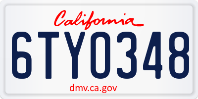CA license plate 6TYO348