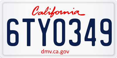 CA license plate 6TYO349