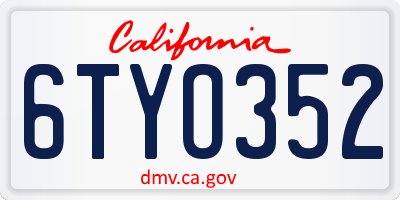 CA license plate 6TYO352