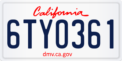CA license plate 6TYO361