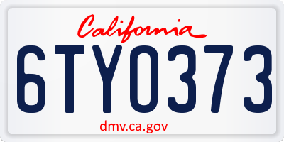 CA license plate 6TYO373