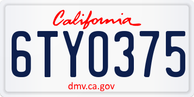 CA license plate 6TYO375
