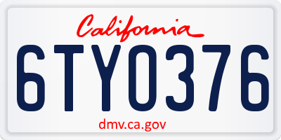 CA license plate 6TYO376