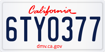 CA license plate 6TYO377