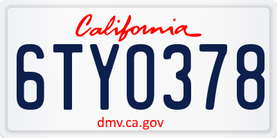 CA license plate 6TYO378