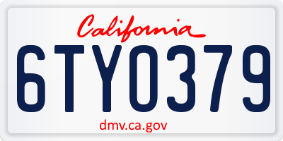 CA license plate 6TYO379