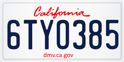 CA license plate 6TYO385