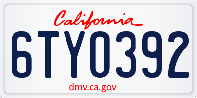 CA license plate 6TYO392