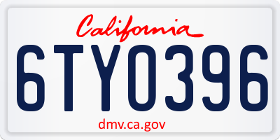 CA license plate 6TYO396