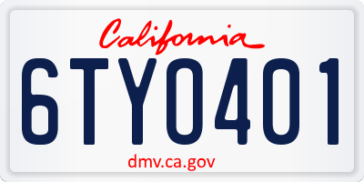 CA license plate 6TYO401