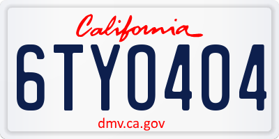 CA license plate 6TYO404