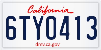CA license plate 6TYO413