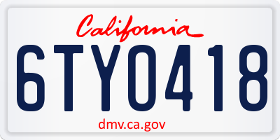 CA license plate 6TYO418