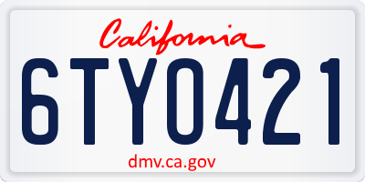 CA license plate 6TYO421