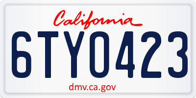 CA license plate 6TYO423