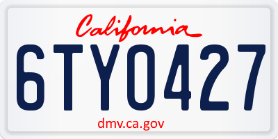 CA license plate 6TYO427