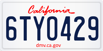 CA license plate 6TYO429