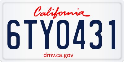 CA license plate 6TYO431